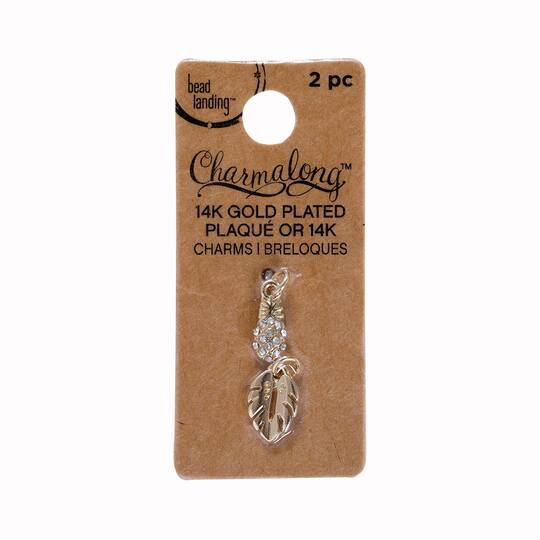 Charmalong™ 14k Gold Plated Pineapple & Leaf Charms by Bead Landing™